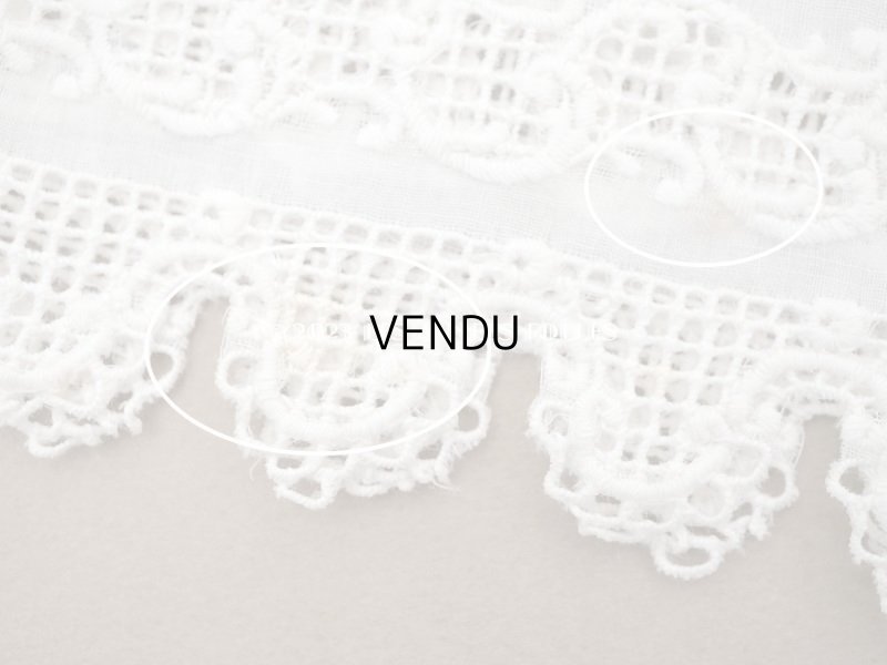 画像11: 【13周年セール対象外】アンティーク 幅広レース リボンが結ばれた花かごの刺繍入り 2.2m 幅33.5cm　ペチコートの裾