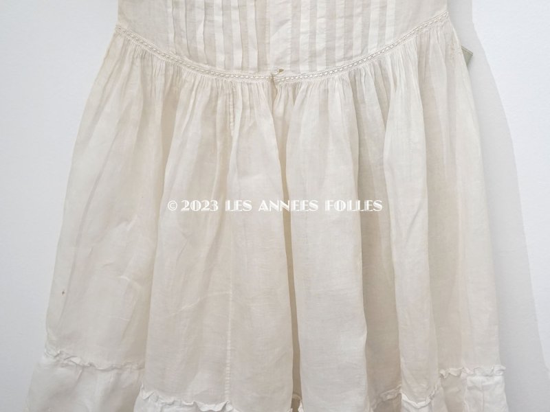 画像8: 1900年頃 アンティーク 小さな女の子のドレス ブルーグリーンのリボン＆手編みのレース 