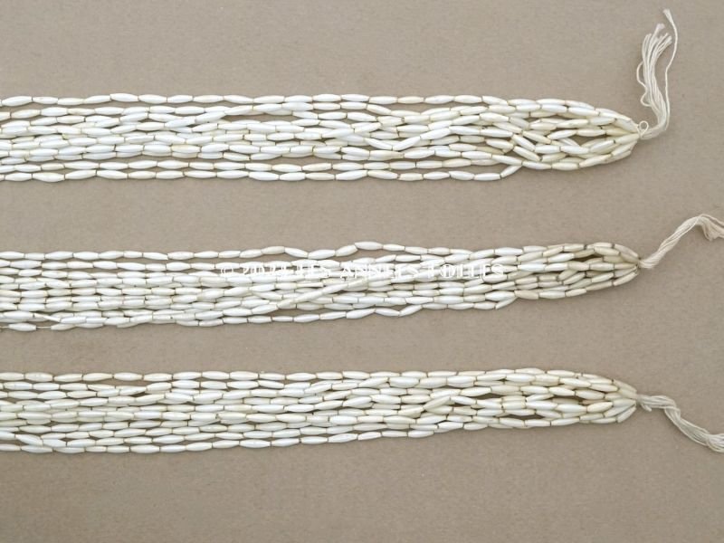 画像9: 【13周年セール対象外】 アンティーク スフレビーズ  ライン入り ホワイトシルバー  2×8mm  約430ピース 吹きガラス製ビーズ