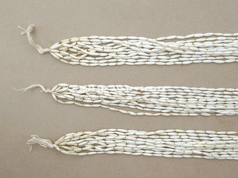 画像8: 【13周年セール対象外】 アンティーク スフレビーズ  ライン入り ホワイトシルバー  2×8mm  約430ピース 吹きガラス製ビーズ