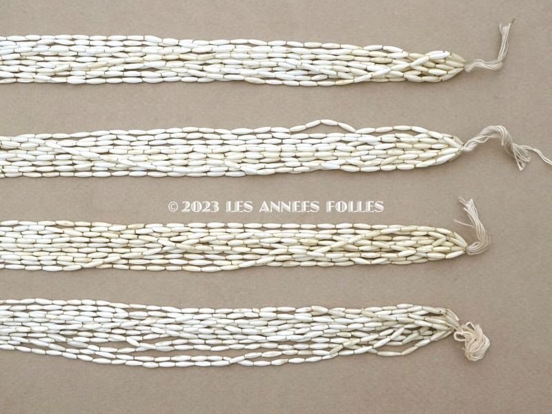 画像6: 【13周年セール対象外】 アンティーク スフレビーズ  ライン入り ホワイトシルバー  2×8mm  約430ピース 吹きガラス製ビーズ