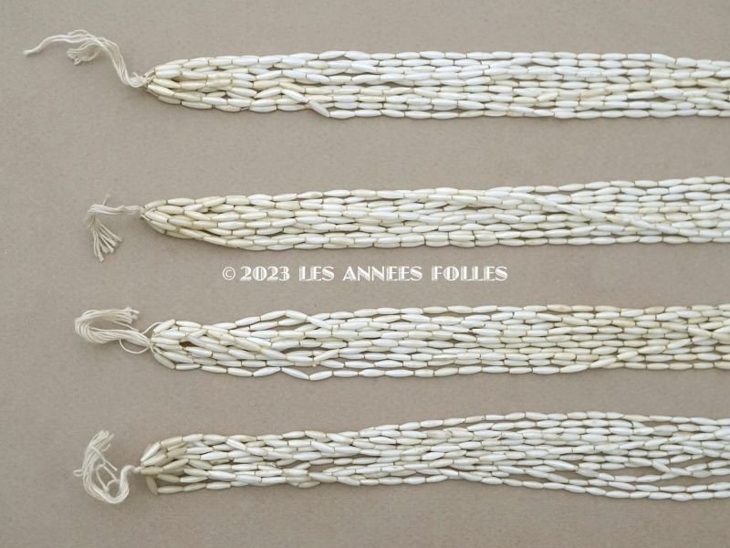 画像5: 【13周年セール対象外】 アンティーク スフレビーズ  ライン入り ホワイトシルバー  2×8mm  約430ピース 吹きガラス製ビーズ