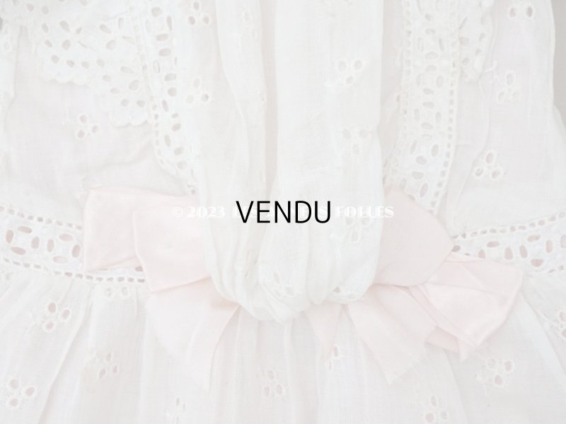 画像7: 【13周年セール対象外】1900年頃 アンティーク ドールドレス ピンクのシルクリボン付