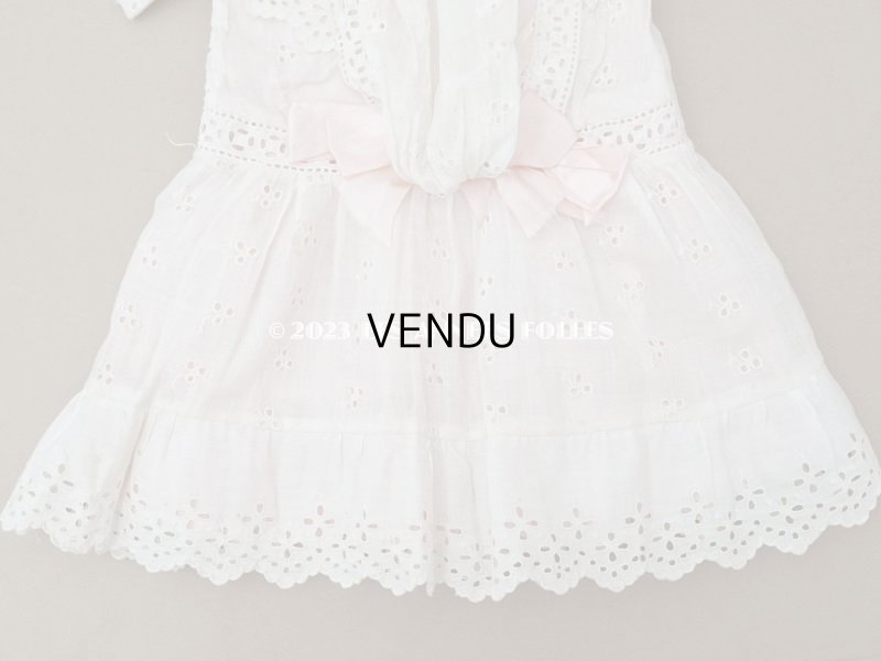 画像5: 【13周年セール対象外】1900年頃 アンティーク ドールドレス ピンクのシルクリボン付