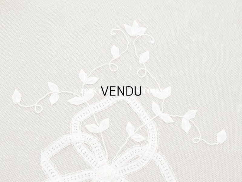 画像7: 【13周年セール対象外】未使用 アンティーク レースカーテン リボンのガーランド　アイボリー 横135cm×縦156cm