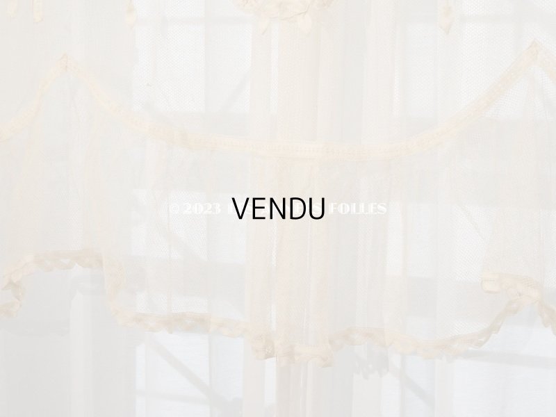 画像23: 【13周年セール対象外】未使用 アンティーク レースカーテン リボンのガーランド　アイボリー 横135cm×縦156cm