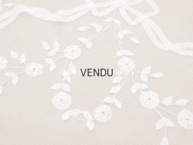 画像9: 【13周年セール対象外】未使用 アンティーク レースカーテン リボンのガーランド　アイボリー 横135cm×縦156cm