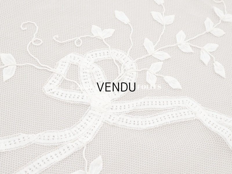 画像11: 【13周年セール対象外】未使用 アンティーク レースカーテン リボンのガーランド　アイボリー 横135cm×縦156cm