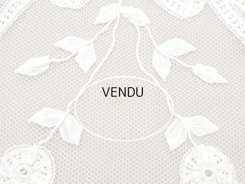 画像13: 【13周年セール対象外】未使用 アンティーク レースカーテン リボンのガーランド　アイボリー 横135cm×縦156cm