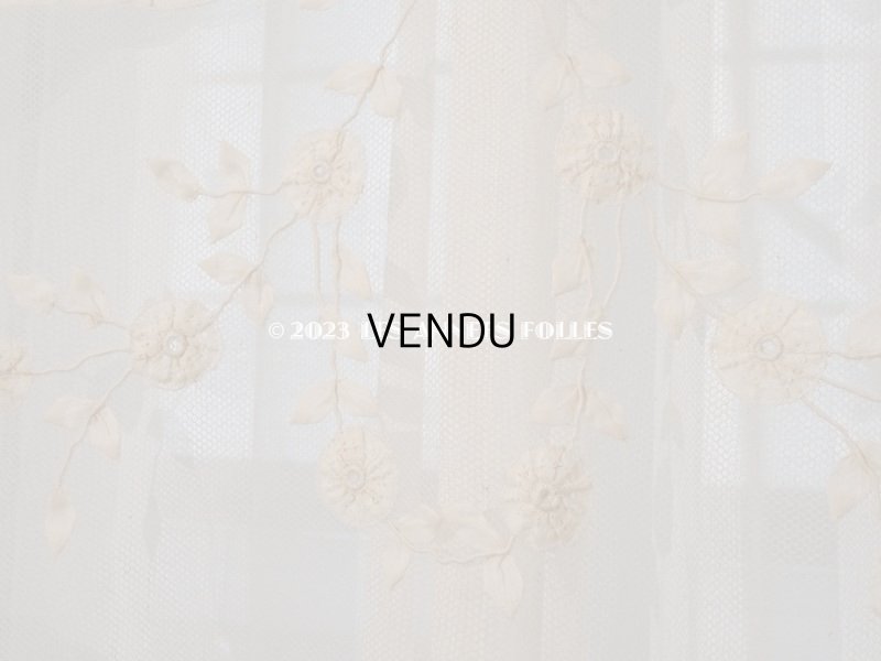 画像26: 【13周年セール対象外】未使用 アンティーク レースカーテン リボンのガーランド　アイボリー 横135cm×縦156cm