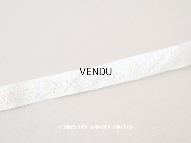 画像1: 【13周年セール対象外】アンティーク 細幅　刺繍入りトリム オフホワイト　1.3m 