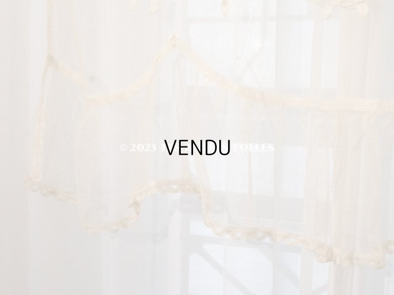 画像22: 【13周年セール対象外】未使用 アンティーク レースカーテン リボンのガーランド　アイボリー 横135cm×縦156cm