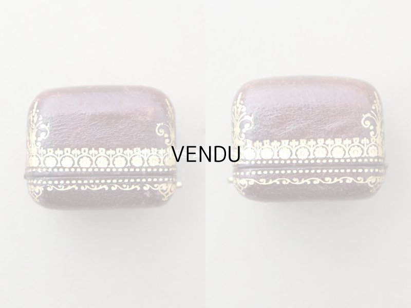 画像4: 【13周年セール対象外】1897年　アンティーク 本革製 ジュエリーボックス 金彩入り ブラウン リングボックス