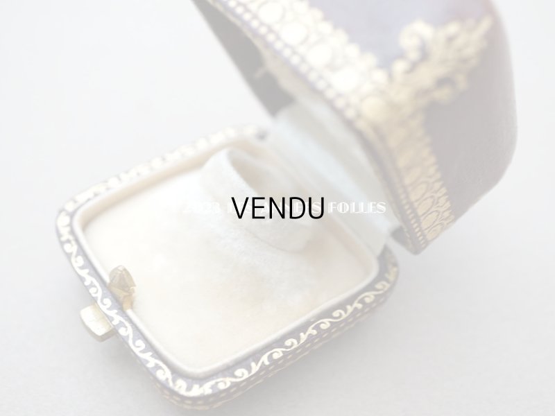 画像7: 【13周年セール対象外】1897年　アンティーク 本革製 ジュエリーボックス 金彩入り ブラウン リングボックス