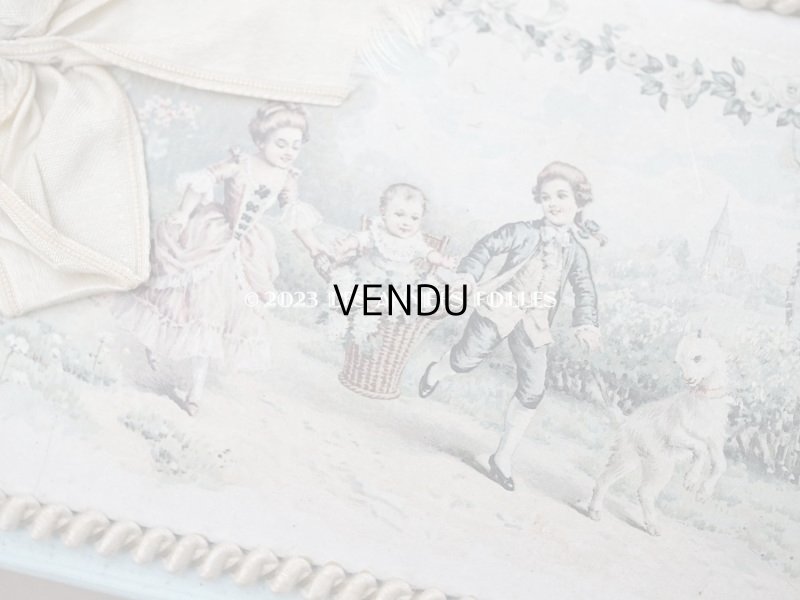 画像6: アンティーク リボンが結ばれた バテムのお菓子箱 パウダーブルー