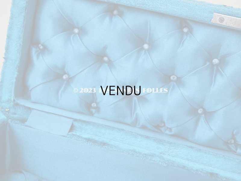 画像14: アンティーク ベルベットのグローブボックス ジュエリーケース スモーキーブルー　シルク製クッション