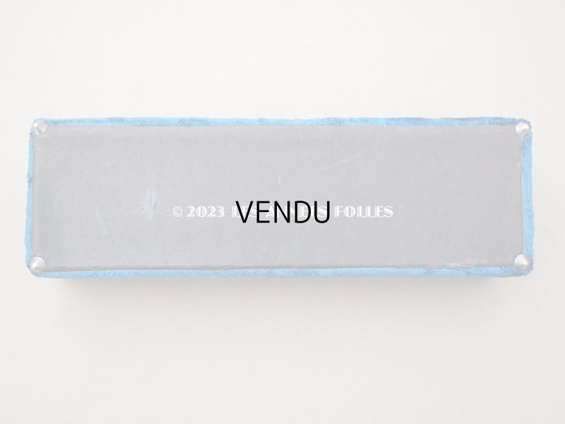 画像7: アンティーク ベルベットのグローブボックス ジュエリーケース スモーキーブルー　シルク製クッション