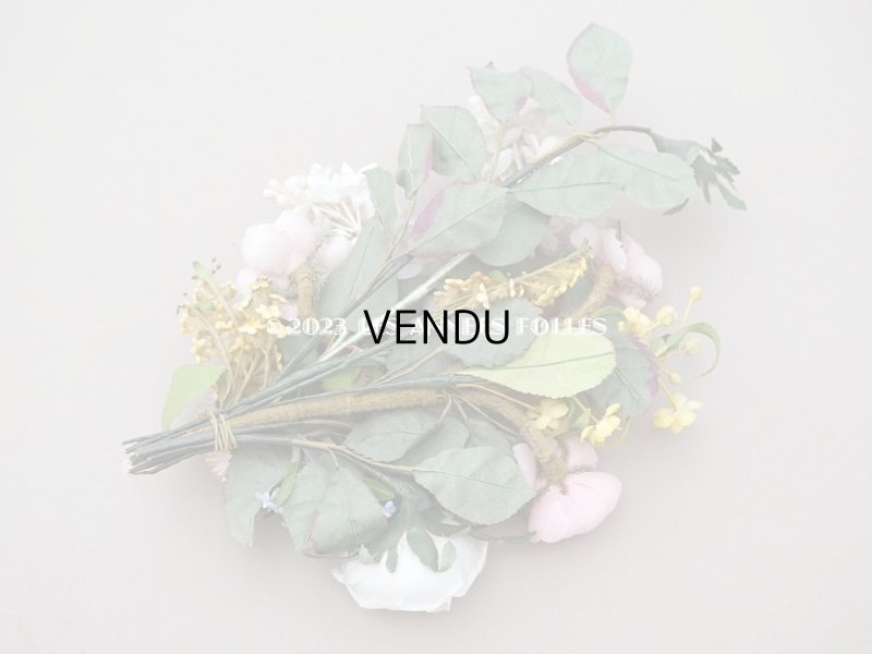 画像16: 19世紀 新品同様 アンティーク 薔薇＆ライラック＆勿忘草＆白詰草の布花　グローブ・ド・マリエのブーケ 