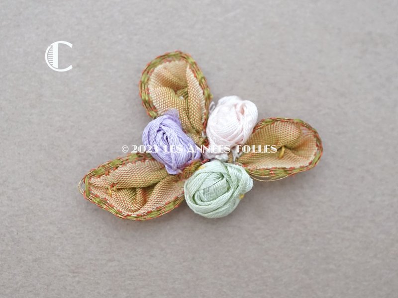 画像6: アンティーク 3職の薔薇のロココモチーフ