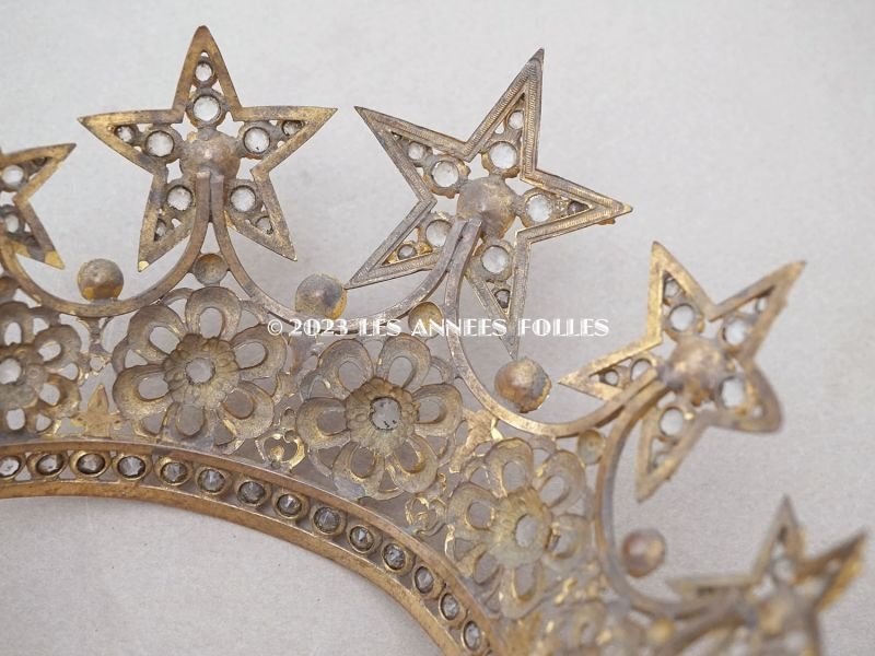 画像13: 19世紀 アンティーク マリア像の冠 王冠 星のモチーフ