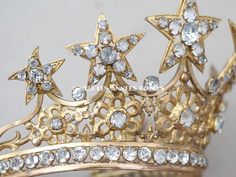 画像10: 19世紀 アンティーク マリア像の冠 王冠 星のモチーフ