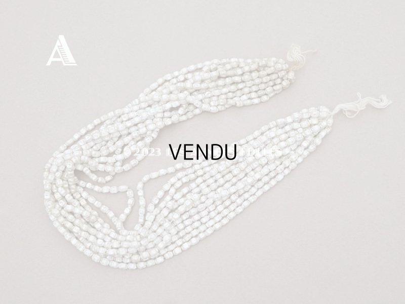 画像4: アンティーク 極小 スフレビーズ ライン入り 筒型 凹凸 吹きガラス製ビーズ シルバー 約3×4mm 約810~880ピース