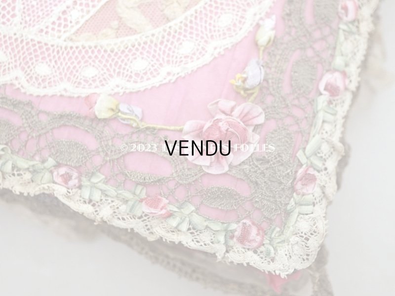 画像8: アンティーク シルク製 ロココモチーフ＆レース&ロココトリム カルトナージュボックス 