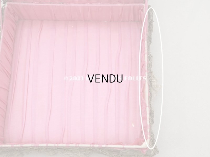 画像14: アンティーク シルク製 ロココモチーフ＆レース&ロココトリム カルトナージュボックス 