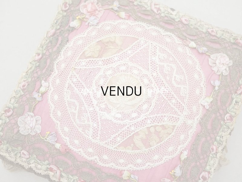 画像4: アンティーク シルク製 ロココモチーフ＆レース&ロココトリム カルトナージュボックス 