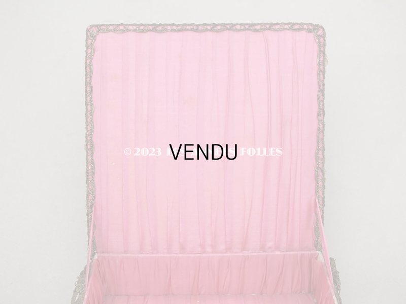 画像16: アンティーク シルク製 ロココモチーフ＆レース&ロココトリム カルトナージュボックス 