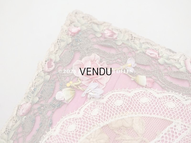 画像5: アンティーク シルク製 ロココモチーフ＆レース&ロココトリム カルトナージュボックス 