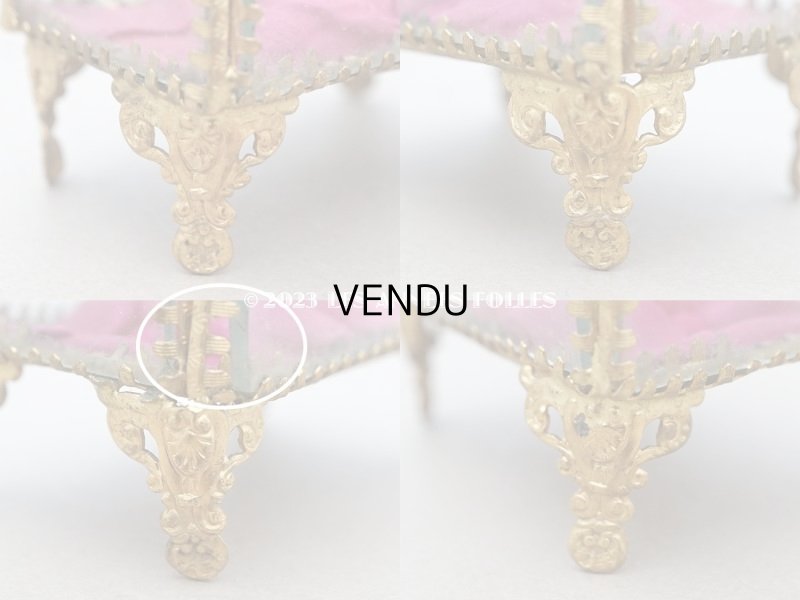 画像9: 19世紀 アンティーク ジュエリーボックス ラズベリーピンクのシルク製クッション