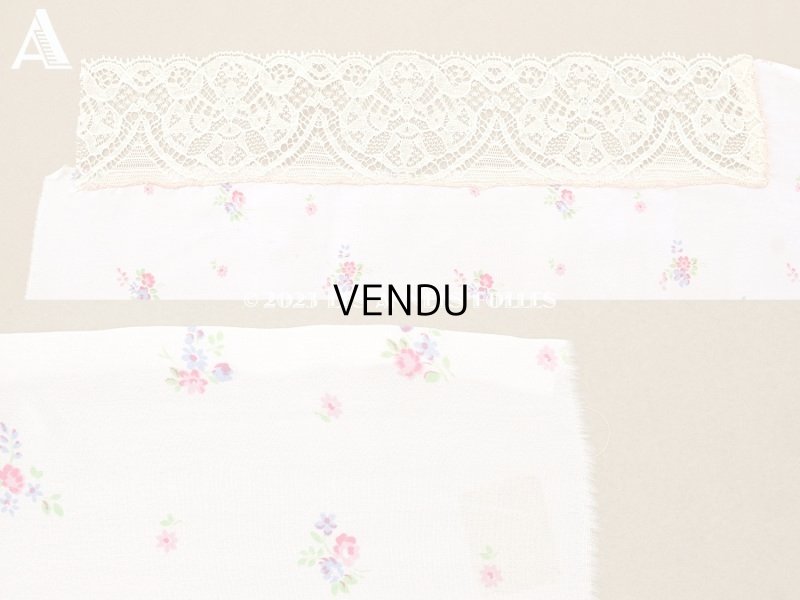 画像6: アンティーク  小花柄 シルク製ファブリック パウダーピンク　75✗97cm