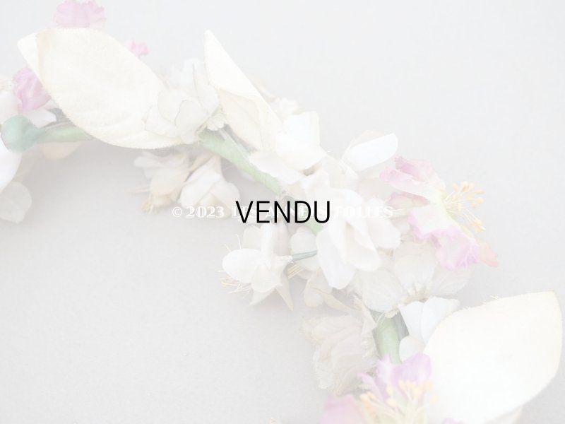 画像16: アンティーク シルク製 花冠 布花のティアラ