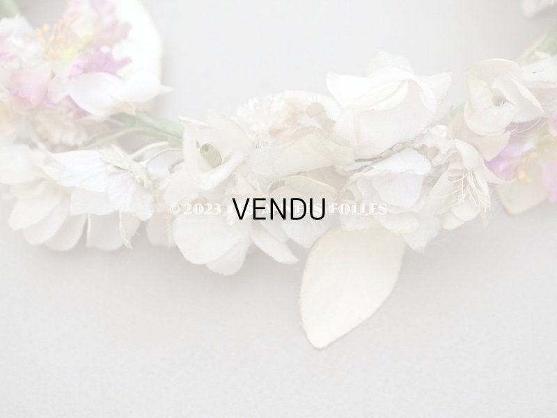 画像7: アンティーク シルク製 花冠 布花のティアラ