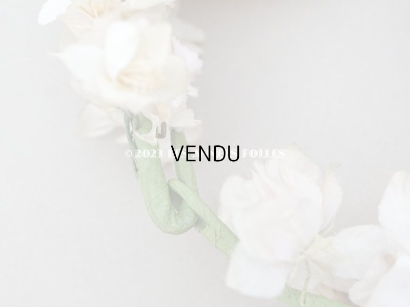 画像5: アンティーク シルク製 花冠 布花のティアラ