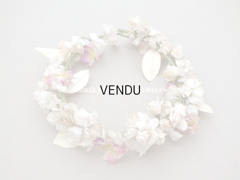 画像3: アンティーク シルク製 花冠 布花のティアラ