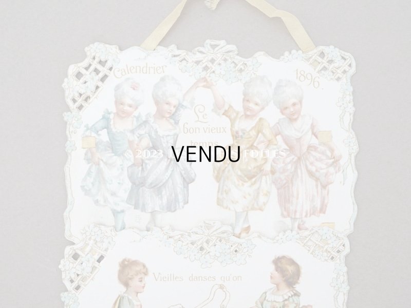 画像3: アンティーク クロモ 5枚セット 透かし模様 1896年のカレンダー