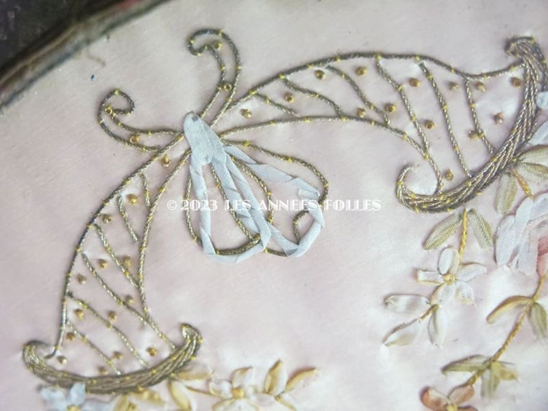 画像7: *蚤の市*アンティーク リボン刺繍のトレイ リボンワーク 小物入れ