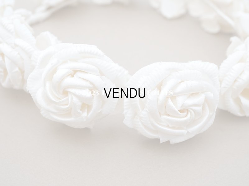画像6: アンティーク シルクサテン 薔薇の布花のティアラ 花冠 オフホワイト