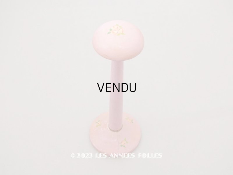 画像1: アンティーク ハットスタンド 薔薇のハンドペイント　ピンク