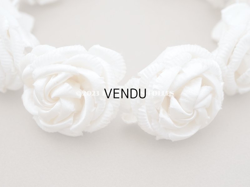 画像7: アンティーク シルクサテン 薔薇の布花のティアラ 花冠 オフホワイト