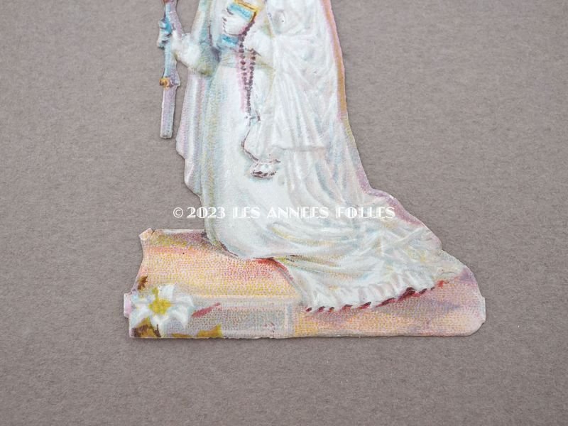 画像7: アンティーク ダイカットクロモ 初聖体の少女