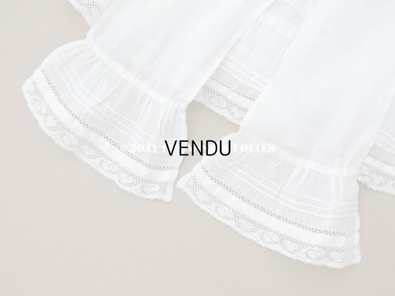 画像14: 1900年頃 アンティーク ベビー用ドレス ドール用ドレス オフホワイト リノン&ヴァランシエンヌレース