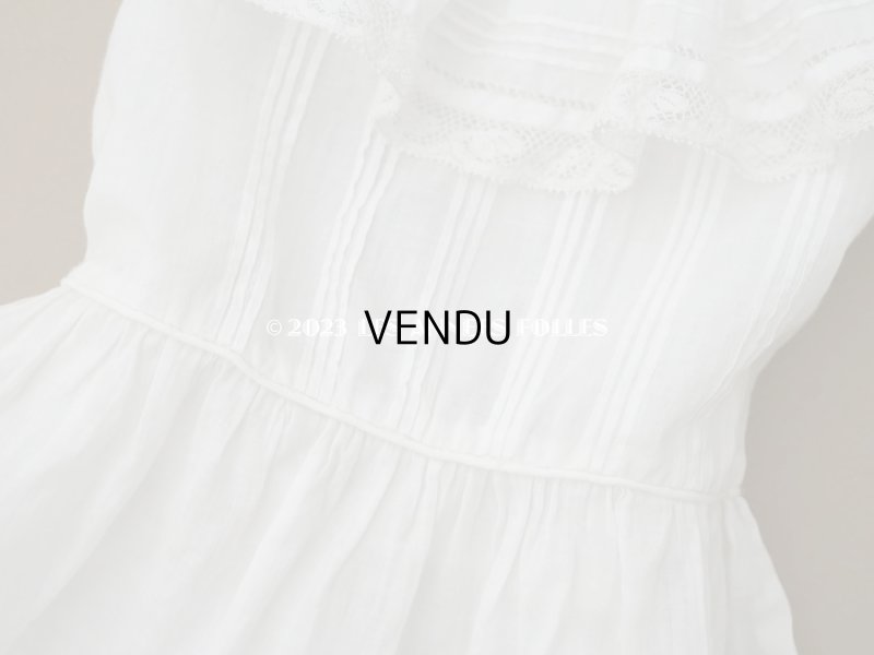 画像6: 1900年頃 アンティーク ベビー用ドレス ドール用ドレス オフホワイト リノン&ヴァランシエンヌレース