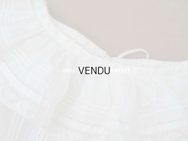 画像7: 1900年頃 アンティーク ベビー用ドレス ドール用ドレス オフホワイト リノン&ヴァランシエンヌレース