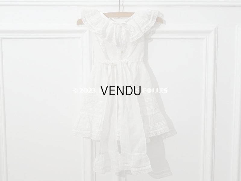 画像3: 1900年頃 アンティーク ベビー用ドレス ドール用ドレス オフホワイト リノン&ヴァランシエンヌレース