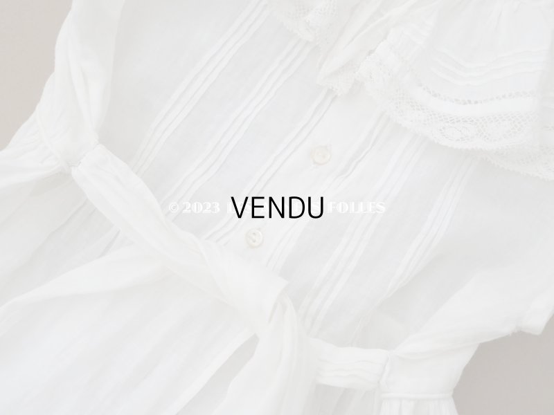 画像13: 1900年頃 アンティーク ベビー用ドレス ドール用ドレス オフホワイト リノン&ヴァランシエンヌレース