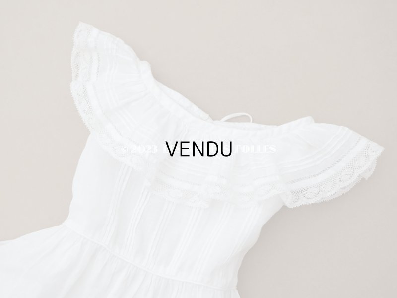 画像5: 1900年頃 アンティーク ベビー用ドレス ドール用ドレス オフホワイト リノン&ヴァランシエンヌレース