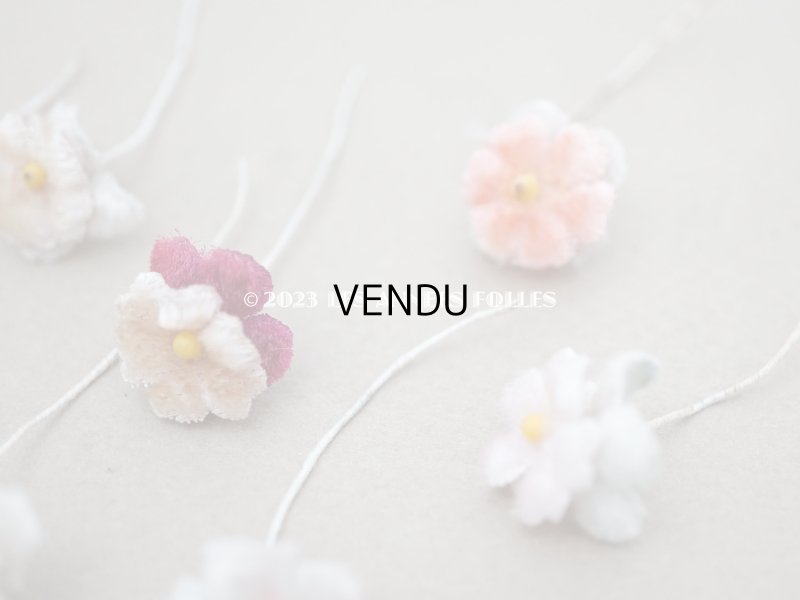 画像3: アンティーク ベルベットの布花 2重の花びら 9ピースのセット　